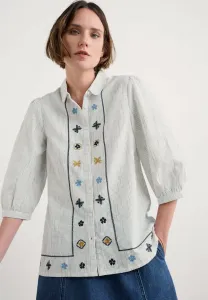 Вышитая блузка на пуговицах «коттедж хоуп» Seasalt Cornwall, Navy Simplicity Stripe Chalk Maritime