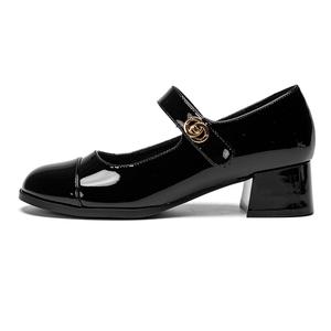 Туфли Мэри Джейн на блочном каблуке 4 см женские EXULL Q, Black