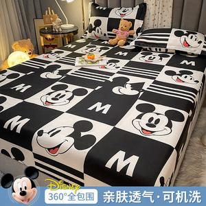 Disney Простыня на резинке 200х220 см + 2 наволочки, цвет Black And White Mickey, дышащая и приятная коже
