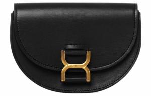 Chloe Marcie Мини Сумка Через Плечо На Плечо С Клапаном Из Гладкой Телячьей Кожи С Деталями Из Ягненка Женская Черная Chloé