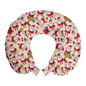 ABAKUHAUS Christmas Travel Pillow Подушка для шеи, Мультяшный Санта-Клаус, Пенопластовые дорожные принадлежности для самолета и автомобиля, 30x30 см, Разноцветные