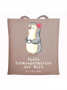 Сумка для переноски Mr & Mrs Panda Pinguin Beste Schwiegermutter der W, пастельно-коричневый