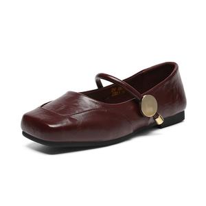 ZHR Мэри Джейн туфли женские бежево-бордовые, цвет Burgundy