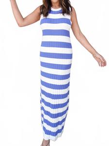 Полосатое макси-платье в сине-белом цвете Lalavon