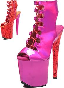 Женские экзотические ботильоны для танцев на шесте WUXIN H&P, 8 дюймов, на шпильке, с открытым носком, на платформе, с шнуровкой, высокие каблуки, Pink