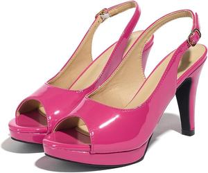 Женские сексуальные туфли на высоком каблуке с открытым носком, ремешком на щиколотке, платформой и массивным каблуком, сзади на ремешке, для платьев Lyngixko, Rose Red