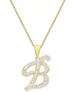 Ожерелье с кулоном-инициалом в форме бриллианта, 18 дюймов, из серебра, золота и розового золота Macy'S, b/gold