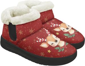 Рождественские ботинки Forchrinse для женщин и мужчин, зимние пушистые снежные ботильоны, удобные теплые короткие ботинки для прогулок, Christmas Reindeer