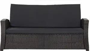 Подушка для скамейки 150×50×50x7 см, черная - подушка для сидения садовой скамейки на 2-3 человека со съемным чехлом, удобная обивка для улицы и террасы Setgarden