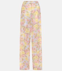 Широкие брюки из цветочного джерси Prada, Glicine