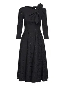Среднего размера платье-миди из жаккарда с украшениями Nissa, черный