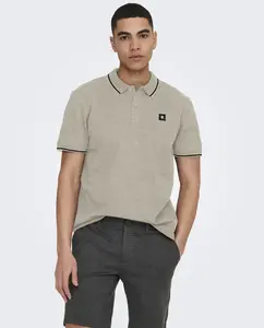 Мужская рубашка-поло стандартного кроя с короткими рукавами Only & Sons, бежевый