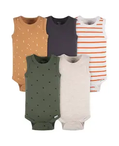 Комплект из 5 маечек-боди для мальчиков без рукавов, Blue Stripe, 0-3 месяца Gerber, зеленый