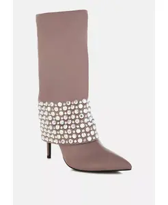 BASSO Party Diamante Stiletto ботинки для женщин с шипами London Rag, загар/бежевый