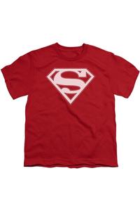 Футболка с коротким рукавом для детей с красно-белым щитом Superman Gildan