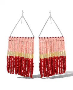 Серьги с бахромой из розовых и красных бусин в стиле омбре Jessica Simpson, pink/red/yellow