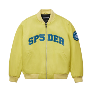 Куртка Sp5der Leather Logo Bomber 'Yellow', желтый