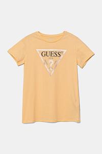 Детская хлопковая футболка Guess, оранжевый