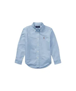 (Для мальчиков 2-7 лет) Хлопковая рубашка Оксфорд Polo Ralph Lauren, цвет 400 Blue