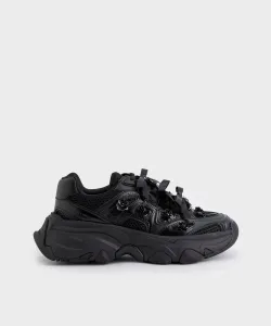 Массивные кроссовки Gaskell с цветочным декором Charles & Keith, цвет Black