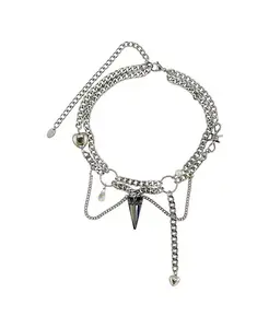 Беспорядочное многослойное ожерелье с шипами Rebl Jewelry, silver