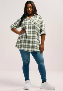 Блуза Yours Clothing CHECK OVERHEAD, Green