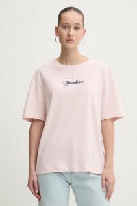 Хлопковая футболка Guess Jeans, розовый