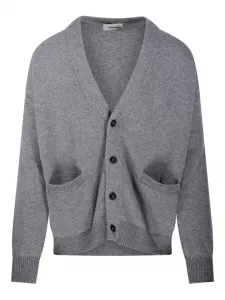 Кардиган с V-образным вырезом и накладными карманами A PAPER KID, серый