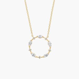 Ожерелье с чередующимися круглыми и маркизовыми бриллиантами из желтого золота 14 карат Blue Nile