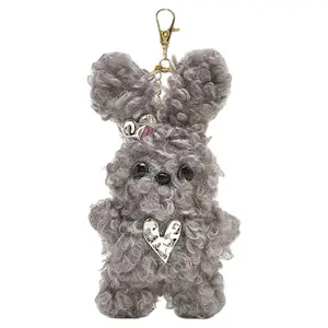 Сердечный кролик плюшевый кулон высотой 8 см OLOEY, серый