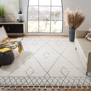 SAFAVIEH Casablanca коллекция ковер, 153 x 244 см, Ivory & Black, ручной работы марокканский с кистями шерстяной, идеально для помещений с высокой проходимостью в гостиной, спальне (CSB492A)