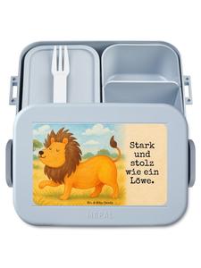 Mr. & Mrs. Panda Ланч-бокс с изображением знака зодиака Лев и надписью, пастельно-голубой цвет