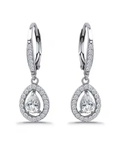 Серьги-Подвески с застежкой-рычагом, выполненные из серебра 18 карат с золотым покрытием, с кубическим цирконием в форме капли, изготовлены для Macy's. Giani Bernini, silver