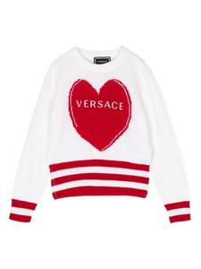 Шерстяной джемпер с вышитым логотипом Versace Kids, белый