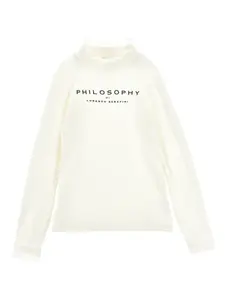 Футболка в рубчик с кружевом Philosophy Di Lorenzo Serafini Kids, белый