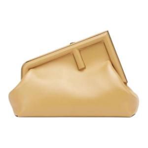 Кожаная клатч на одно плечо crossbody trumpets женская песочная FENDI