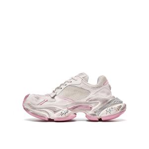 Женские кроссовки с амортизацией, износостойкие, дышащие, легкие, увеличивающие рост. Низкие, массивные Acupuncture, White Pink