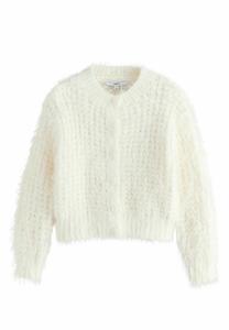 Кардиган Next REGULAR FIT-FUZZY TEXTURED CREW NECK, Ecru/Beige