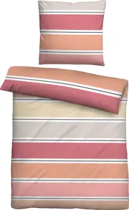 Комплект постельного белья Seersucker с перекладинами, 135 x 200 см + 80 x 80 см, коралловый Biberna