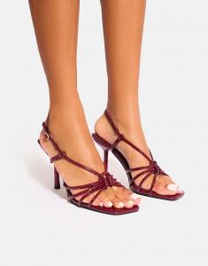 Туфли Public Desire Jiniso с ремешками и узлом спереди, бордового цвета