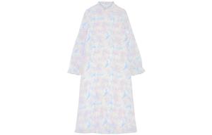 Женское платье с длинными рукавами сине-фиолетового цвета GANNI