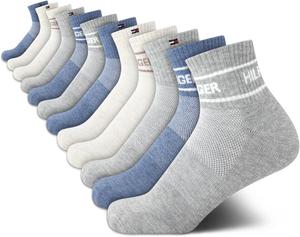 Женские носки Tommy Hilfiger Quarter - 12 пар мягких спортивных носков длиной до щиколотки с мягкой подошвой для женщин (размеры: 4-10), Oatmeal Heather