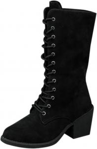 Женские тактические ботинки водонепроницаемые с плюшевой подкладкой, винтажные ковбойские ботинки для женщин, ботинки на шнуровке до щиколотки для походов Generic, Black