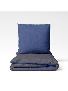 Setex Двусторонний комплект постельного белья, фланелевый меланж темно-серого и темно-синего цвета