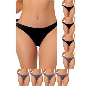 9 пар женского нижнего белья без подкладки satin invisible bikini комфортные no-show стринги Inspire Chic, Gray Black