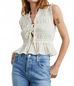 Белая блузка со сборками и завязками Mustard Seed