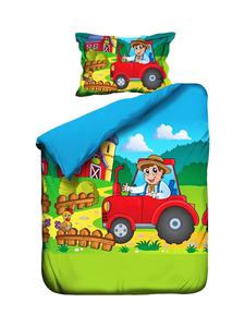 Комплект постельного белья из перкаля, 2 предмета, 100x135 см, дизайн Трактор, разные цвета JACK, 100x135 см