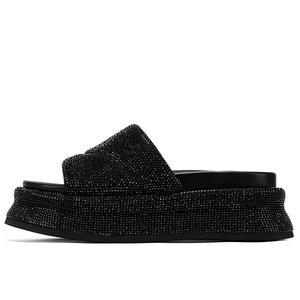 Женские тапочки-слайды со стразами GG CC, устойчивые к истиранию и скольжению GG-CC, Black