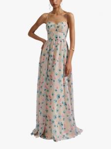 Макси-платье с цветочным рисунком из органзы leonor Malina, разноцветный