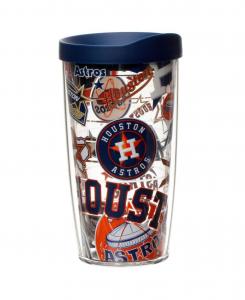 Стакан Houston Astros объемом 16 унций с крышкой и обернутый вокруг футболки Tervis Tumbler, мультколор